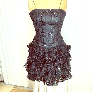 LILLIE RUBIN dress, BLACK LACE, SEQUINS STRAPS, size S